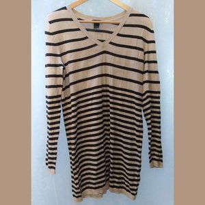 H&M Basic Black/Cream Striped Sweater Shirt Dress
